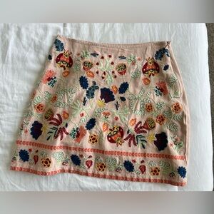Embroidered Floral Mini Skirt - Blush Pink